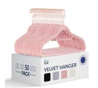 Blumtal Cintres Velours - Lot de 50 ceintres pour Adultes Haute qualité - Ceintre avec Porte-Cravates et encoches - Ceintres pour Adultes Pivotant à 360°- Cintre pour Pantalon - Or Rose/Rose