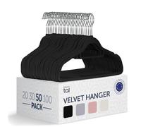 Blumtal Cintres Velours - Lot de 50 ceintres pour Adultes Haute qualité - Ceintre avec Porte-Cravates et encoches - Ceintres pour Adultes Pivotant à 360°- Cintre antidérapant - Cintre Velours Noir
