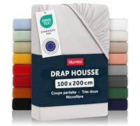 Blumtal Drap Housse 100x200x30cm en Microfibre - certifié Oeko-TEX - draps Respirant Drap de lit 100x200 - Moonlight Grey - Gris