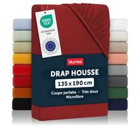 Blumtal Drap Housse 135x190x30cm en Microfibre - certifié Oeko-TEX - draps Respirant Drap de lit 135x190 - Aurora Red - Rouge