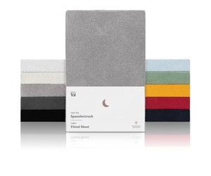 Blumtal Drap Housse Coton éponge 90-100 x 200 cm - Lot de 1 - protège-Matelas Chaud & Confortable certifié Oeko-Tex pour Matelas avec Hauteur jusqu'à 27 cm - Drap Housse 90x200 cm - en Gris