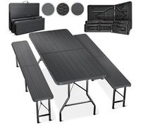 Blumtal Ensemble de Jardin 3 Pièces - 2 Bancs (183x28x43) et 1 Table Brasserie (180x74x74cm) - Table Pliante pour 8 Personnes - Anthracite