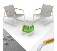 Blumtal Gartenmöbel Set 3er - Balkonmöbel Set für 2 Personen - 2 x Sessel + 1 x Tisch - Stahl Garten Möbel - Balkon Lounge Gartenmöbel Grau