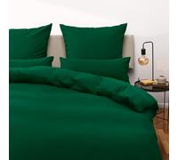 Blumtal Housse de Couette 240x220 + taie d'oreiller 50x80cm- Parure de lit 240x220 certifié Oeko-TEX -Vert Foncé