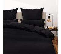 Blumtal Housse de Couette 260x240 + taie d'oreiller 40x70cm- Parure de lit 260x240 certifié Oeko-TEX -Noir