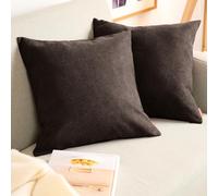 Blumtal Housse de Coussin 50x50 cm canape - Lot de 2 - Housse Coussin 50x50 cm en Chenille Douce avec Fermeture éclaire cachée - Protection décorative certifiée Oeko-Tex - Lavage Facile - en Marron