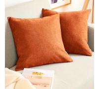 Blumtal Housse de Coussin 60x60 cm canape - Lot de 2 - Housse Coussin 60x60 cm en Chenille Douce avec Fermeture éclaire cachée - Protection décorative certifiée Oeko-Tex - Lavage Facile - en Orange