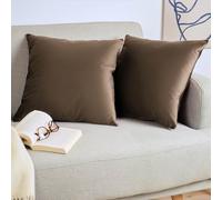Blumtal Housse de Coussin canape - Lot de 2 - Housse Coussin 30x50 - Housses de Coussins décoratifs Velours - Housse de Coussin 30x50 - Housses de Coussins canapé certifiées Oeko-Tex - Marron foncé