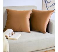 Blumtal Housse de Coussin canape - Lot de 2 - Housse Coussin 45x45 - Housses de Coussins décoratifs Velours - Housse de Coussin 45x45 - Housses de Coussins canapé certifiées Oeko-Tex - Marron Clair
