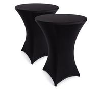 Blumtal Housse Stretch pour Table Ronde Extensible - Nappe Mange Debout Ø 70-75 cm - Lot de 2 - Housse Extensible pour Table Haute Mange Debout - avec élastiques - Lavable en Machine - Couleur Noir