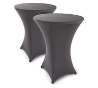 Blumtal Housse Stretch pour Table Ronde Extensible - Nappe Mange Debout Ø 80-85 cm - Lot de 2 - Housse Extensible pour Table Haute Mange Debout - avec élastiques - Lavable en Machine - en Anthracite