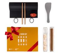 Blumtal Kit sushi maker, kit sushi complet avec tapis à rouler, 4 baguettes en bois de haute qualité, cuillère à riz, appareil à sushi, maki, nigiri, temaki pour débutant et professionnels