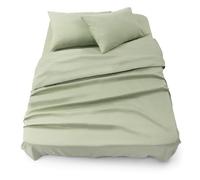Blumtal - Parure De Lit 135x190 en Microfibre - 3 Pièces - Drap Housse 135x190 + Drap Plat 2 Personnes (220x275) + 2 Taies d'oreiller 50x80 - Vert Olive