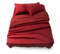 Blumtal - Parure De Lit 135x190 en Microfibre - 3 Pièces - Drap Housse 135x190 + Drap Plat 2 Personnes (220x275) + 2 Taies d'oreiller 50x80 - Rouge Aurore
