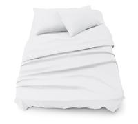Blumtal - Parure De Lit 135x190 en Microfibre - 3 Pièces - Drap Housse 135x190 + Drap Plat 2 Personnes (220x275) + 2 Taies d'oreiller 50x80 - Blanc