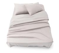 Blumtal - Parure De Lit 150x200 en Microfibre - 3 Pièces - Drap Housse 150x200 + Drap Plat 2 Personnes (240x275) + 2 Taies d'oreiller 50x80 - Gris Clair de Lune