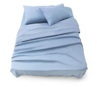Blumtal - Parure De Lit 160x200 en Microfibre - 3 Pièces - Drap Housse 160x200 + Drap Plat 2 Personnes (240x275) + 2 Taies d'oreiller 50x80 - Bleu