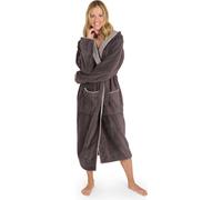 Blumtal Peignoir de bain femme, peignoir de bain femme en coton doux et moelleux avec capuche doublée et velours éponge, Oeko-TEX®, XL en anthracite et gris
