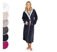 Blumtal Peignoir de bain femme, doux et moelleux Peignoir de bain femme coton avec capuche doublée et velours éponge, Oeko-TEX®, M en bleu foncé