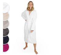 Blumtal Peignoir de bain femme, doux et moelleux Peignoir de bain femme coton avec capuche doublée et velours éponge, Oeko-TEX®, S en blanc