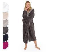 Blumtal Peignoir de bain femme, doux et moelleux Peignoir de bain femme coton avec capuche doublée et velours éponge, Oeko-TEX®, S en anthracite et gris