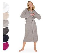 Blumtal Peignoir de Bain Femme, Sortie de Bain Femme Doux et Moelleux Coton avec Capuche doublée et Velours éponge, certifié Oeko-TEX®, Taille L, Gris