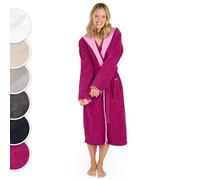 Blumtal Peignoir de bain femme, sortie de bain femme doux et moelleux coton avec capuche doublée et velours éponge, certifié Oeko-TEX®, Taille M, Fuchsia et rose