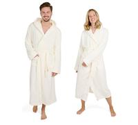 Blumtal Peignoir de bain femmes et hommes - peignoir de bain en polaire doux et moelleux avec capuche & poches avant pratiques, certifié Oeko-TEX®, taille XXL, couleur blanc cassé - blanc