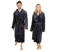 Blumtal Peignoir de bain femmes et hommes - peignoir en polaire doux et moelleux avec capuche & poches avant pratiques, certifié Oeko-TEX®, taille XXL, couleur anthracite