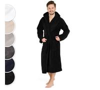 Blumtal peignoir de bain pour homme - taille L - peignoir homme doux et moelleux - robe de chambre 100% coton certifiée Oeko-Tex - peignoir de bain doublé avec capuche et tissu éponge velours - noir