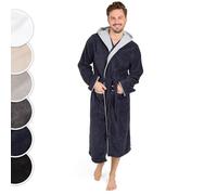 Blumtal peignoir de bain pour homme - taille L - peignoir homme doux et moelleux - robe de chambre 100% coton certifiée Oeko-Tex - peignoir de bain doublé - capuche et tissu éponge - bleu & bleu foncé