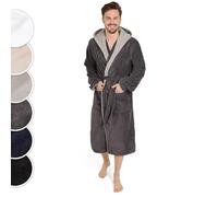 Blumtal peignoir de bain pour homme - taille L - peignoir homme doux et moelleux - robe de chambre 100% coton certifiée Oeko-Tex - peignoir de bain doublé - capuche et tissu éponge - anthracite & gris
