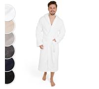Blumtal peignoir de bain pour homme - taille M - peignoir homme doux et moelleux - robe de chambre 100% coton certifiée Oeko-Tex - peignoir de bain doublé avec capuche et tiMMu éponge velourM - blanc