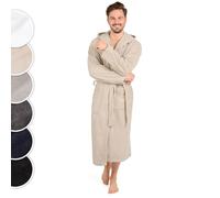 Blumtal peignoir de bain pour homme - taille XL - peignoir homme doux et moelleux - robe de chambre 100% coton certifiée Oeko-Tex - peignoir de bain doublé avec capuche et tissu éponge velours - taupe