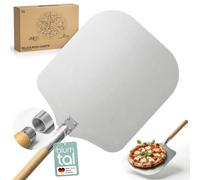 Blumtal Pelle à pizza 30,5 x 30,5 cm + manche en bois amovible 24,5 cm - Pelle à pizza ultra robuste - Spatule à pizza/pelle à pain - Avec crochet de suspension - En bois
