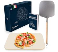 Blumtal - Pierre a pizza en cordiérite pour four et grill à gaz pour une cuisson homogène, une pâte croustillante et une pizza traditionnelle - Pelle a pizza professionelle inclus