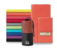 Blumtal Serviette Microfibre 180x90 cm + 80x40 cm - Disponible dans Nombreuses Couleurs et Tailles- Serviettes de Sport compactes- Ultra légères et à séchage Rapide - Coral
