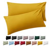 Blumtal Taie Oreiller 40x60 Lot de 2 - Housse de Coussin Microfibre - Taies d'oreillers avec Fermeture enveloppe, certifiée Oeko-Tex, Extra Douce et Lavable - Jaune Moutarde