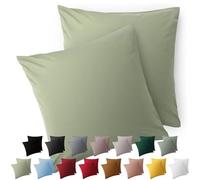 Blumtal Taie Oreiller 60x60 Lot de 2 - Housse de Coussin Microfibre - Taies d'oreillers avec Fermeture enveloppe, certifiée Oeko-Tex, Extra Douce et Lavable - Vert Olive