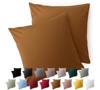 Blumtal Taie Oreiller 60x60 Lot de 2 - Housse de Coussin Microfibre - Taies d'oreillers avec Fermeture enveloppe, certifiée Oeko-Tex, Extra Douce et Lavable - Marron Clair