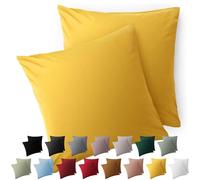 Blumtal Taie Oreiller 60x60 Lot de 2 - Housse de Coussin Microfibre - Taies d'oreillers avec Fermeture enveloppe, certifiée Oeko-Tex, Extra Douce et Lavable - Jaune Moutarde
