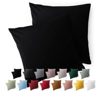 Blumtal Taie Oreiller 80x80 Lot de 2 - Housse de Coussin Microfibre - Taies d'oreillers avec Fermeture enveloppe, certifiée Oeko-Tex, Extra Douce et Lavable - Noir