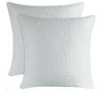 Blumtal Taies d’Oreiller en Mousseline 80x80 cm Lot de 2 - 100% Gaze de Coton, Certifiées Oeko-TEX, Extra Douces, Respirantes et Lavables à 40 °C, Bleu