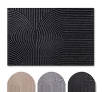 Blumtal - Tapis Entree Interieur et Exterieur 60x90 cm - Tapis Exterieur antidérapant - paillasson en Polyester très résistant - absorbe la saleté - Tapis Lavable en Machine - Anthracite Motif Vagues