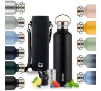 Blumtal Thermos - Bouteille en acier inoxydable à double paroi, sans BPA et isolante - Bouteille en acier inoxydable - Bouteille de thé - Gourde thermique - Gourde de sport,1000ml,Noir