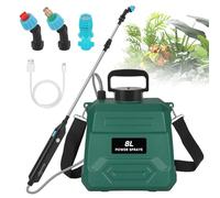 BlumWay Pulvérisateur électrique, 3 buses de brume, poignée rechargeable, manche rétractable, bandoulière réglable pour jardin et pelouse, Vert