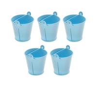 BLWOTMOR 5 Seaux en Métal Galvanisé avec Poignées, Idéaux comme Récipients à Glace, Décorations de Table, Contenants à Bonbons, Cadeaux D'invités, Pots de, Bleu
