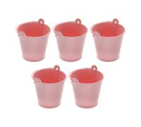 BLWOTMOR 5 Seaux en Métal Galvanisé avec Poignées, Idéaux comme Récipients à Glace, Décorations de Table, Contenants à Bonbons, Cadeaux D'invités, Pots de, Rose