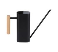 BLWOTMOR Arrosoir 800ml Capacité Acier INOX Poignée Bois Ergonomique Bec Long Outil Jardinage Semi-Ouvert Adapté pour Arrosage Intérieur Maison Balcon Fleurs, Noir