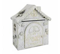 BLWOTMOR Boîte aux Lettres Murale Vintage Boîte Courrier Boîte Postale Coffret Mural en Fer avec Décor Floral et Toit Cintré Réceptacle pour Cartes et Notes, Blanc